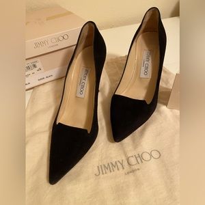 Black suede Jimmy Choos in excellent condition